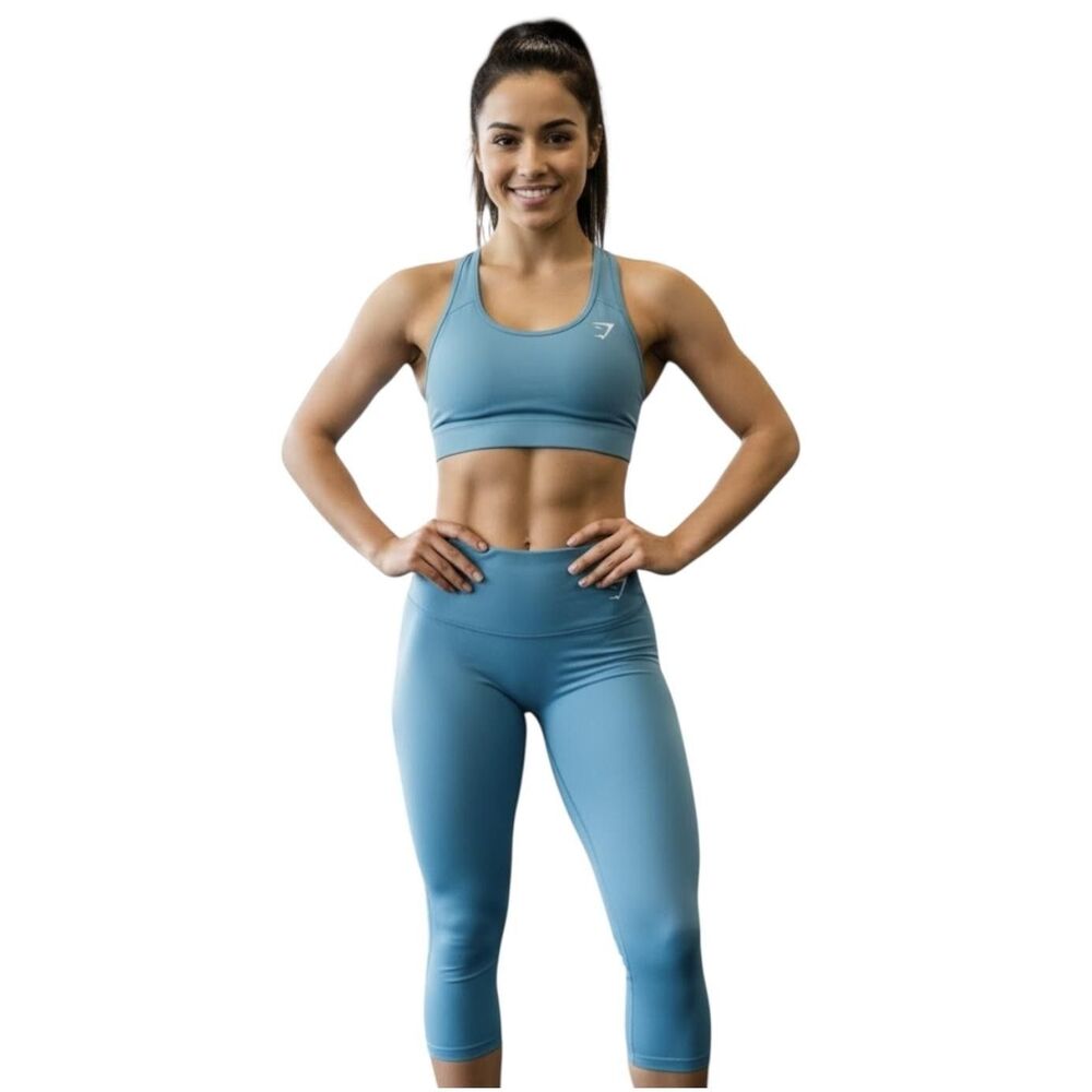 Gymshark Leggings Womens Small Blue Capri High Rise Performance Workout Yoga